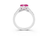 White gold Heart Cut Diamond Solitaire Ring with Pavé Band and Prong Setting_3