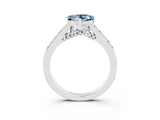 White gold Heart Cut Diamond Solitaire Ring with Pavé Band and Prong Setting_3