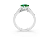 White gold Heart Cut Diamond Solitaire Ring with Pavé Band and Prong Setting_3