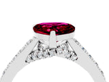 White gold Heart Cut Diamond Solitaire Ring with Pavé Band and Prong Setting_4