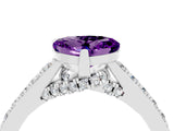 White gold Heart Cut Diamond Solitaire Ring with Pavé Band and Prong Setting_4