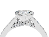 White gold Heart Cut Diamond Solitaire Ring with Pavé Band and Prong Setting_4