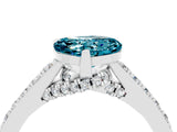 White gold Heart Cut Diamond Solitaire Ring with Pavé Band and Prong Setting_4