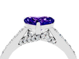White gold Heart Cut Diamond Solitaire Ring with Pavé Band and Prong Setting_4
