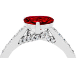 White gold Heart Cut Diamond Solitaire Ring with Pavé Band and Prong Setting_4