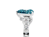 White gold Heart Cut Diamond Solitaire Ring with Pavé Band and Prong Setting_5