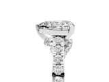 White gold Heart Cut Diamond Solitaire Ring with Pavé Band and Prong Setting_5