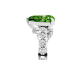 White gold Heart Cut Diamond Solitaire Ring with Pavé Band and Prong Setting_5