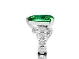 White gold Heart Cut Diamond Solitaire Ring with Pavé Band and Prong Setting_5