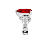 White gold Heart Cut Diamond Solitaire Ring with Pavé Band and Prong Setting_5