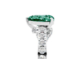White gold Heart Cut Diamond Solitaire Ring with Pavé Band and Prong Setting_5