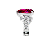 White gold Heart Cut Diamond Solitaire Ring with Pavé Band and Prong Setting_5