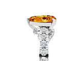 White gold Heart Cut Diamond Solitaire Ring with Pavé Band and Prong Setting_5