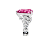 White gold Heart Cut Diamond Solitaire Ring with Pavé Band and Prong Setting_5