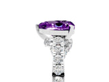White gold Heart Cut Diamond Solitaire Ring with Pavé Band and Prong Setting_5