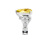 White gold Heart Cut Diamond Solitaire Ring with Pavé Band and Prong Setting_5