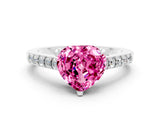White gold Heart Cut Diamond Solitaire Ring with Pavé Band and Prong Setting