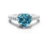 White gold Heart Cut Diamond Solitaire Ring with Pavé Band and Prong Setting