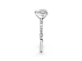 White gold Heart Cut Diamond Solitaire Ring with Pave Band and Four Prong Setting_184