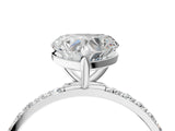 White gold Heart Cut Diamond Solitaire Ring with Pave Band and Four Prong Setting_195