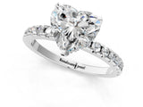 White gold Heart Cut Diamond Solitaire Ring with Round  Pavé Band and Four-Prong Setting_68