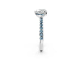 White gold Heart Cut Diamond Solitaire Ring with Round with Aquamarine side stone Pavé Band and Four-Prong Setting_38