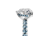 White gold Heart Cut Diamond Solitaire Ring with Round with Aquamarine side stone Pavé Band and Four-Prong Setting_5