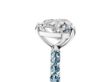 White gold Heart Cut Diamond Solitaire Ring with Round with Aquamarine side stone Pavé Band and Prong Setting_17