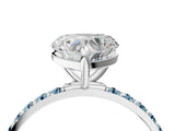 White gold Heart Cut Diamond Solitaire Ring with Round with Aquamarine side stone Pavé Band and Prong Setting_28