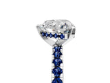 White gold Heart Cut Diamond Solitaire Ring with Round with Blue Sapphire side stone Pavé Band and Four-Prong Setting_17