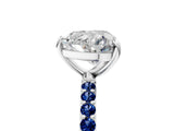 White gold Heart Cut Diamond Solitaire Ring with Round with Blue Sapphire side stone Pavé Band and Prong Setting_5
