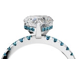 White gold Heart Cut Diamond Solitaire Ring with Round with Blue Topaz side stone Pavé Band and Four-Prong Setting_16