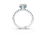 White gold Heart Cut Diamond Solitaire Ring with Round with Blue Topaz side stone Pavé Band and Four-Prong Setting_39