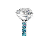 White gold Heart Cut Diamond Solitaire Ring with Round with Blue Topaz side stone Pavé Band and Prong Setting_17
