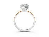 White gold Heart Cut Diamond Solitaire Ring with Round with Citrine side stone Pavé Band and Prong Setting_15