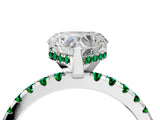 White gold Heart Cut Diamond Solitaire Ring with Round with Emerald side stone Pavé Band and Four-Prong Setting_4