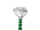 White gold Heart Cut Diamond Solitaire Ring with Round with Emerald side stone Pavé Band and Prong Setting_17