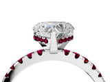 White gold Heart Cut Diamond Solitaire Ring with Round with Garnet side stone Pavé Band and Four-Prong Setting_16