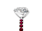 White gold Heart Cut Diamond Solitaire Ring with Round with Garnet side stone Pavé Band and Prong Setting_17