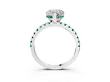 White gold Heart Cut Diamond Solitaire Ring with Round with Green Sapphire side stone Pavé Band and Four-Prong Setting_39
