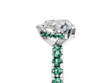 White gold Heart Cut Diamond Solitaire Ring with Round with Green Sapphire side stone Pavé Band and Four-Prong Setting_41