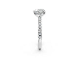 White gold Heart Cut Diamond Solitaire Ring with Round with Moissanite side stone Pavé Band and Four-Prong Setting_14