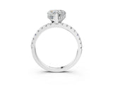 White gold Heart Cut Diamond Solitaire Ring with Round with Moissanite side stone Pavé Band and Four-Prong Setting_15