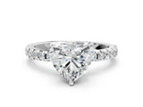 White gold Heart Cut Diamond Solitaire Ring with Round with Moissanite side stone Pavé Band and Four-Prong Setting_24
