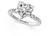 White gold Heart Cut Diamond Solitaire Ring with Round with Moissanite side stone Pavé Band and Four-Prong Setting_25
