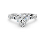 White gold Heart Cut Diamond Solitaire Ring with Round with Moissanite side stone Pavé Band and Four-Prong Setting_36
