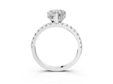 White gold Heart Cut Diamond Solitaire Ring with Round with Moissanite side stone Pavé Band and Four-Prong Setting_45
