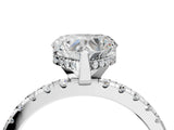 White gold Heart Cut Diamond Solitaire Ring with Round with Moissanite side stone Pavé Band and Four-Prong Setting_46