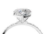 White gold Heart Cut Diamond Solitaire Ring with Round with Moissanite side stone Pavé Band and Prong Setting_16