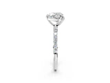 White gold Heart Cut Diamond Solitaire Ring with Round with Moissanite side stone Pavé Band and Prong Setting_2